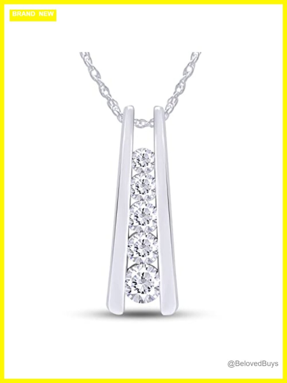 Five Stone Journey Bar Pendant Necklace 925 Sterling Silver 1.25 CT